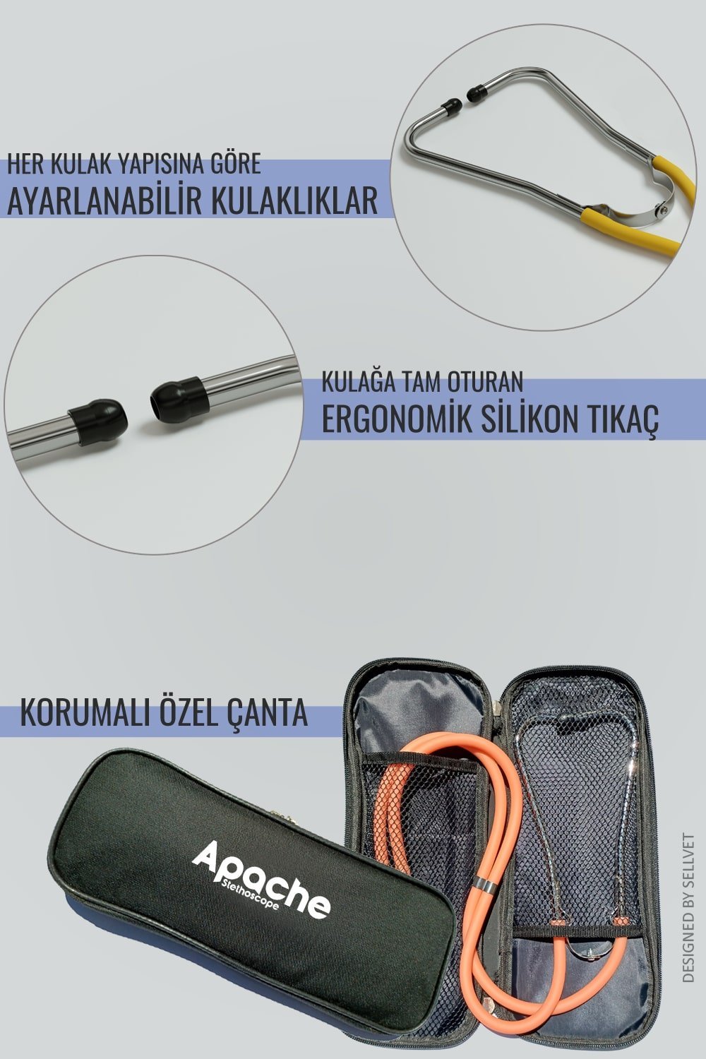 Çantalı Stetoskop Ayarlanabilir Kulaklıklı