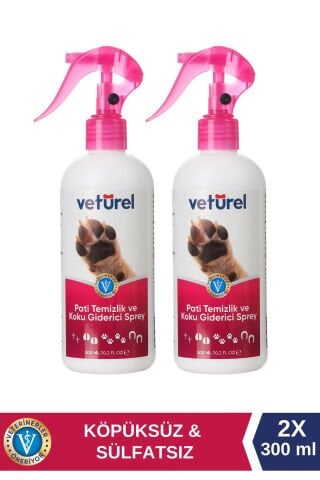 Veturel Pati Temizlik ve Koku Giderici Sprey 2x300ml Köpüksüz Kedi Pati Temizleme Köpek Tüy Bakım