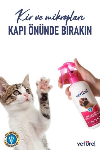 Veturel Pati Temizlik ve Koku Giderici Sprey 2x300ml Köpüksüz Kedi Pati Temizleme Köpek Tüy Bakım
