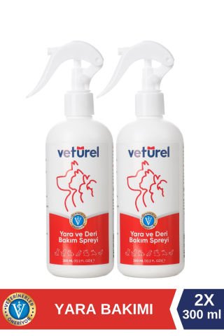 Veturel Yara ve Deri Bakım Spreyi 2x300ml Kedi Mantar Yanık Kızarıklık Tahriş Köpek Enfeksiyon Sprey