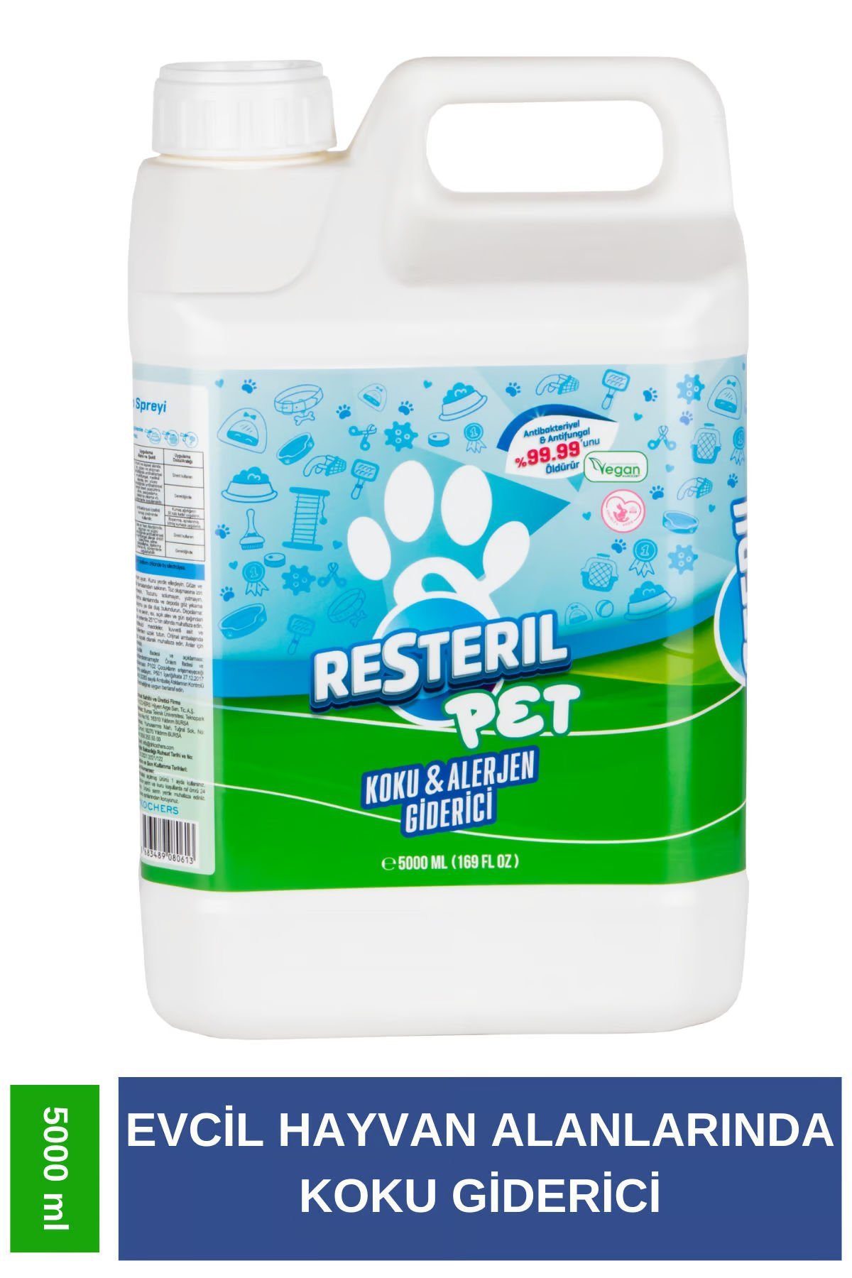 Alerji Koku Giderici Parfümsüz Dezenfektan Etkili Yatak Kulübe Kafes Oyuncak Yüzey Temizleyici 5L