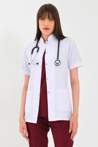 Kadın Hakim Yaka Ceket Boy Beyaz Öğretmen, Doktor Önlüğü