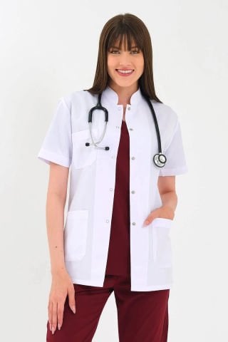Kadın Hakim Yaka Ceket Boy Beyaz Öğretmen, Doktor Önlüğü