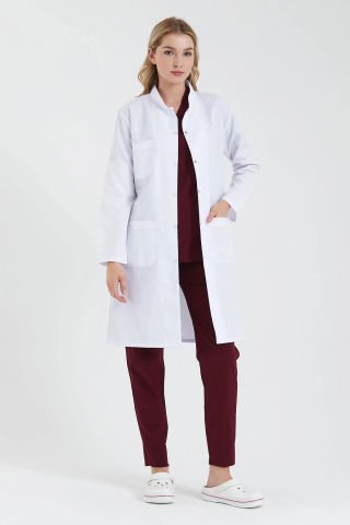 Kadın Hakim Yaka Uzun Boy Beyaz Öğretmen, Doktor Önlüğü L