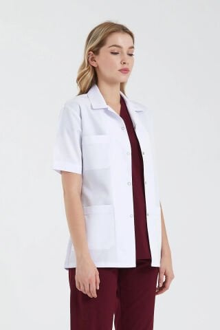 Kadın Klasik Yaka Ceket Boy Beyaz Öğretmen, Doktor Önlüğü M