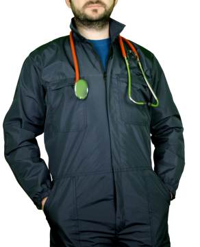 Veteriner Tulumu - Lamineli Su ve Rüzgar Geçirmez Kapşonlu Tulum