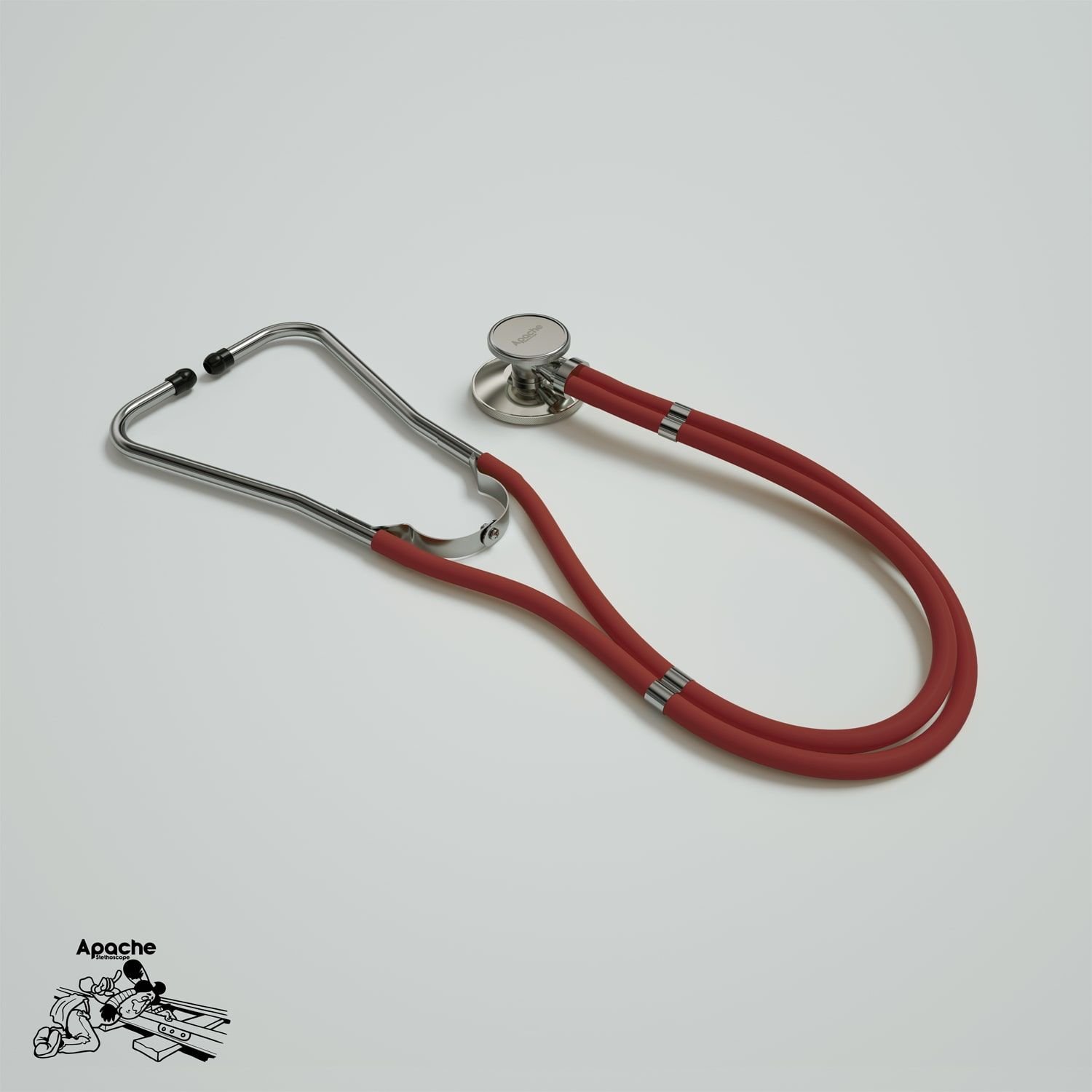 Selvet Apache III Çift Taraflı Stetoskop - Pediatrik Stetoskop Kırmızı