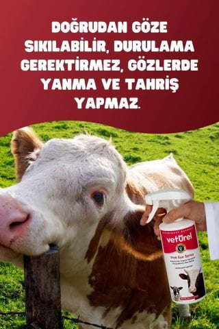 Göz Bakım İnek Koyun Çiftlik Hayvanı Göz Kızarıklığı Konjonktivit Bakımı Mukus Yıkama Spreyi 500ml