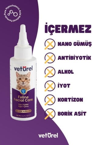 Günlük Kedi Yüz Temizleme Kulak Burun Göz Ağız Çene Aknesi Gözyaşı Lekesi Bakım Spreyi 3x100ml