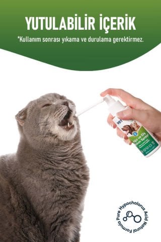 Kedi Ağız Kokusu Giderici Diş Eti Yarası Plak Tartar Önleyici Köpek Ağız Kokusu Günlük Sprey 2x100ml