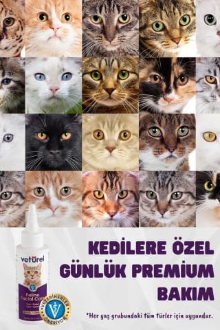 Kedi Yüz Temizleme Solüsyonu Kedi Aknesi Gözyaşı Lekesi Göz Damlası Akıntı Kaşıntı Bakımı 100ml