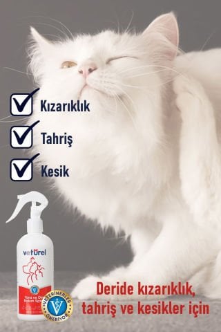 Kedi Köpek Yara Deri Günlük Bakımı Saf Hipokloröz Yanık Kızarıklık Tahriş Hot Spot Yara Spreyi 300ml